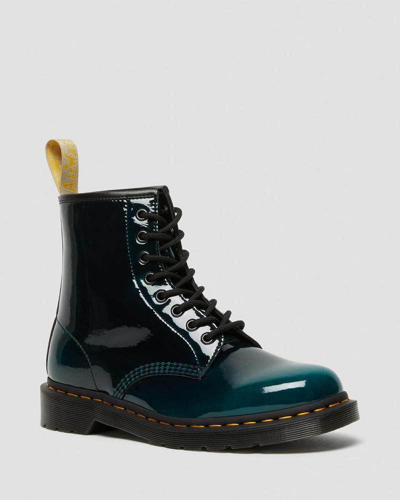 Dr Martens Vegan 1460 Gloss Snørestøvler Dame Sort | DK 222NWY